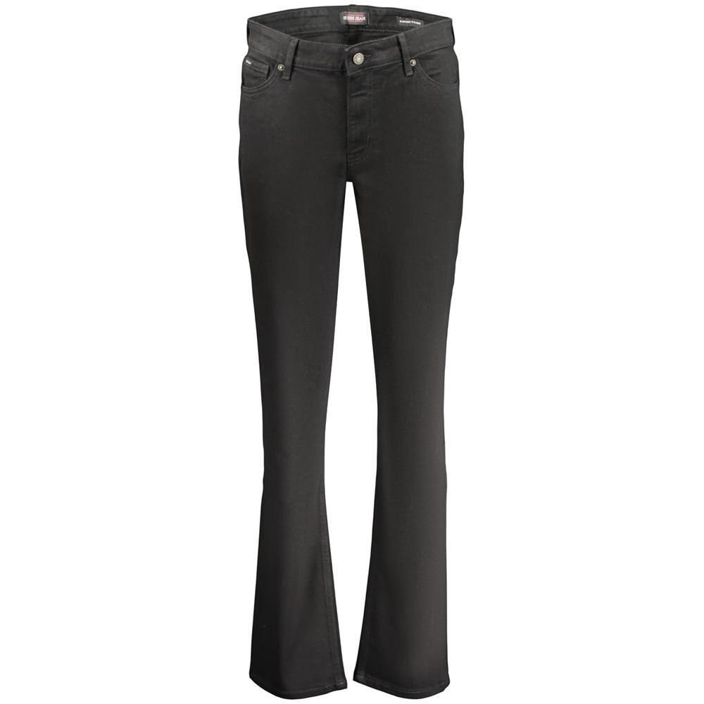 Jean Guess Jeans femme G08 droit taille mi-haute en coton noir – GU-43797 - HBPS Beauty & Fashion