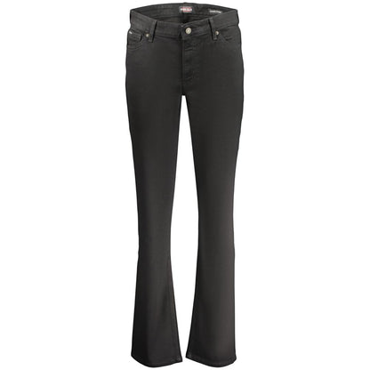 Jean Guess Jeans femme G08 droit taille mi-haute en coton noir – GU-43797 - HBPS Beauty & Fashion