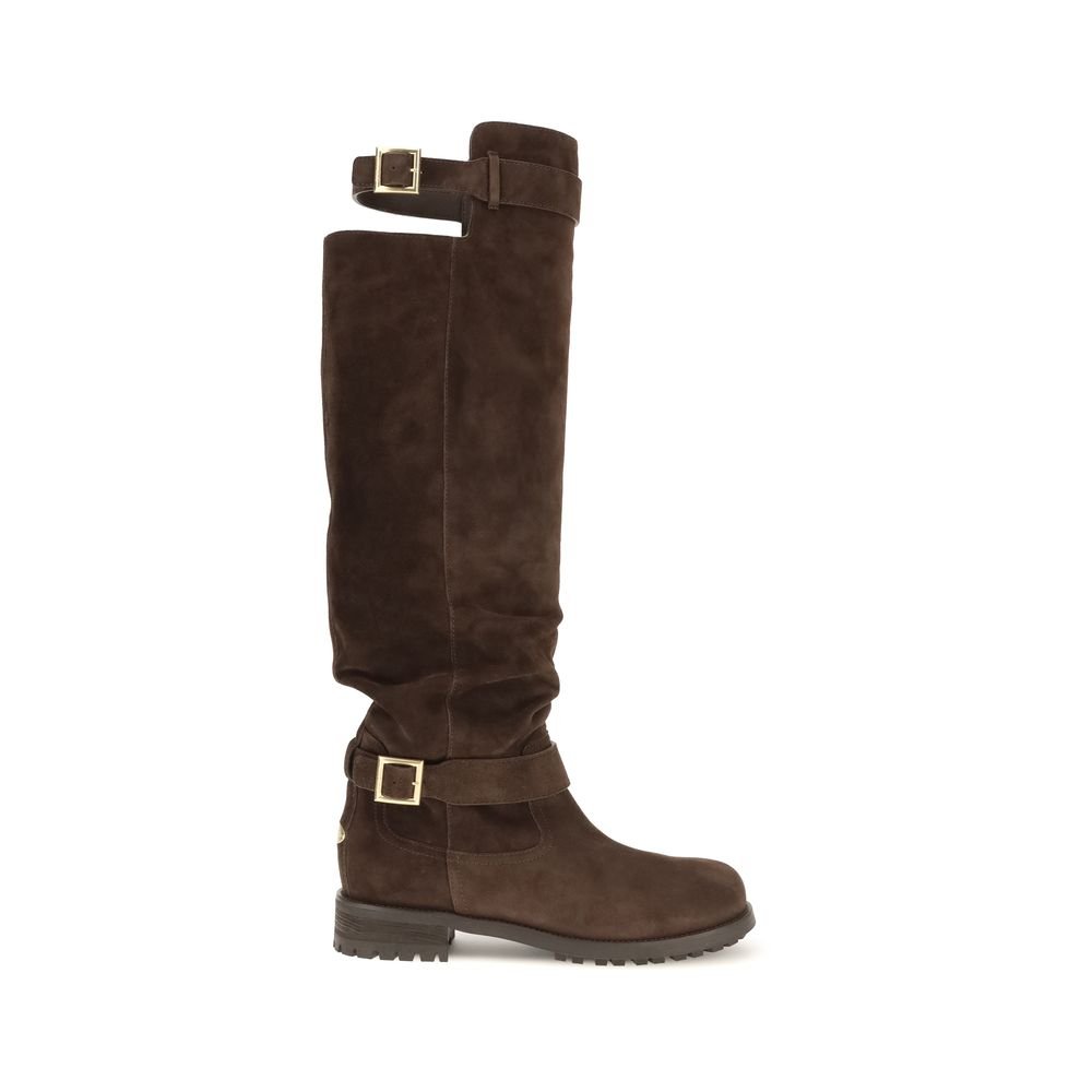 Jimmy Choo Brown Calf Leather Bos Taurus Lace-Up Boots - HBPS Beauty & Fashion