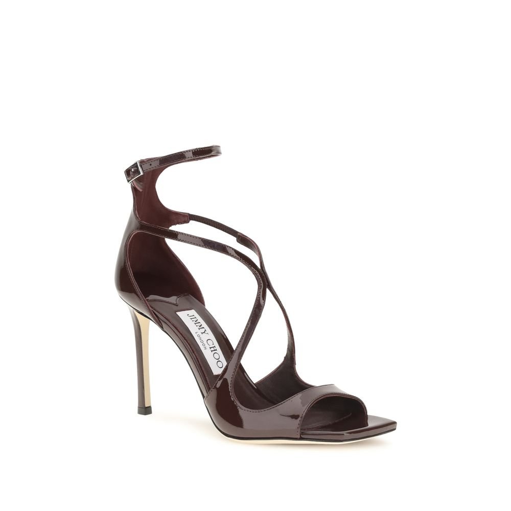 Jimmy Choo Brown Calf Leather Bos Taurus Stiletto Heel Sandals - HBPS Beauty & Fashion