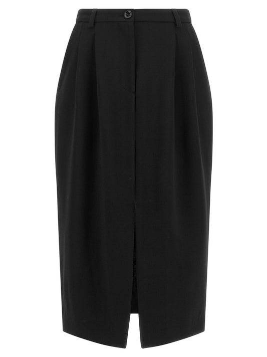 Jupe Dolce & Gabbana Identity mi-longue en laine vierge noire – DO-345807 - HBPS Beauty & Fashion