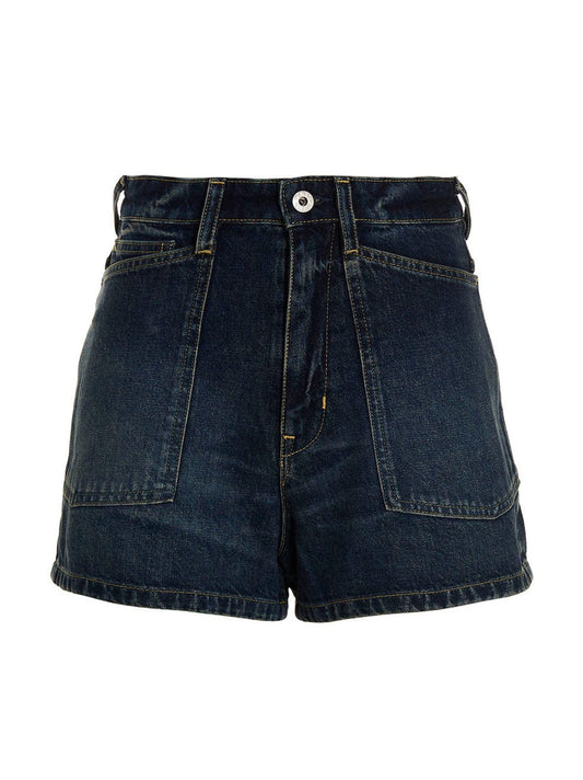 Kenzo Blue Cotton Bermuda Shorts - HBPS Beauty & Fashion