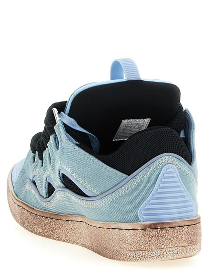 Lanvin Blue Cotton Athletic Sneakers - HBPS Beauty & Fashion