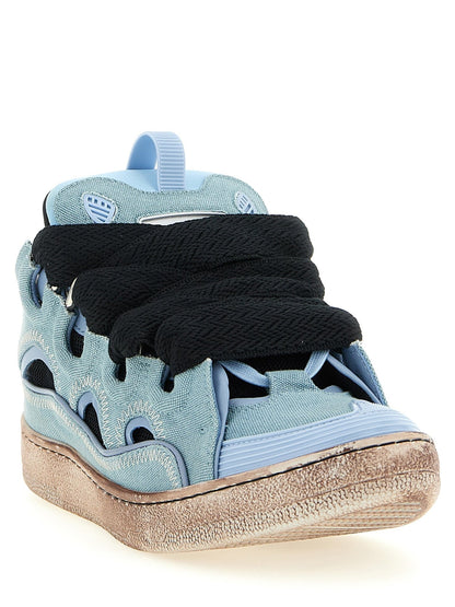 Lanvin Blue Cotton Athletic Sneakers - HBPS Beauty & Fashion
