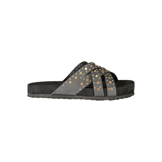 Laura Biagiotti Black Polyurethane Women's Sandal - HBPS Beauty & Fashion