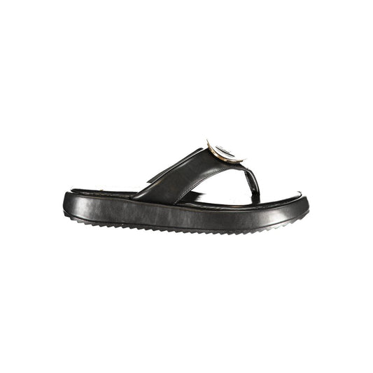 Laura Biagiotti Black Polyurethane Women's Sandal - HBPS Beauty & Fashion