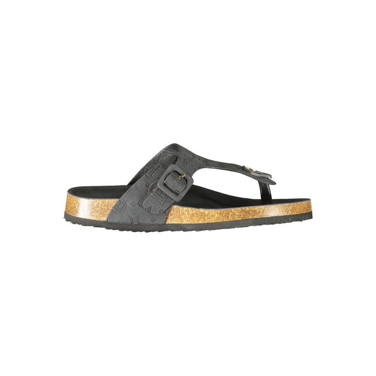Laura Biagiotti Black Polyurethane Women's Sandal - HBPS Beauty & Fashion