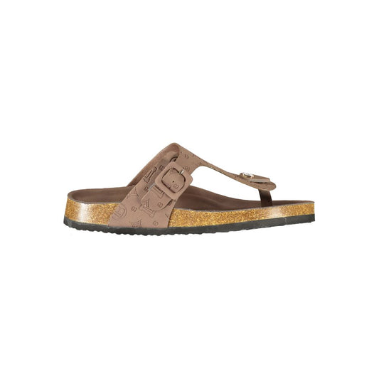 Laura Biagiotti Brown Polyurethane Women's Sandal - HBPS Beauty & Fashion
