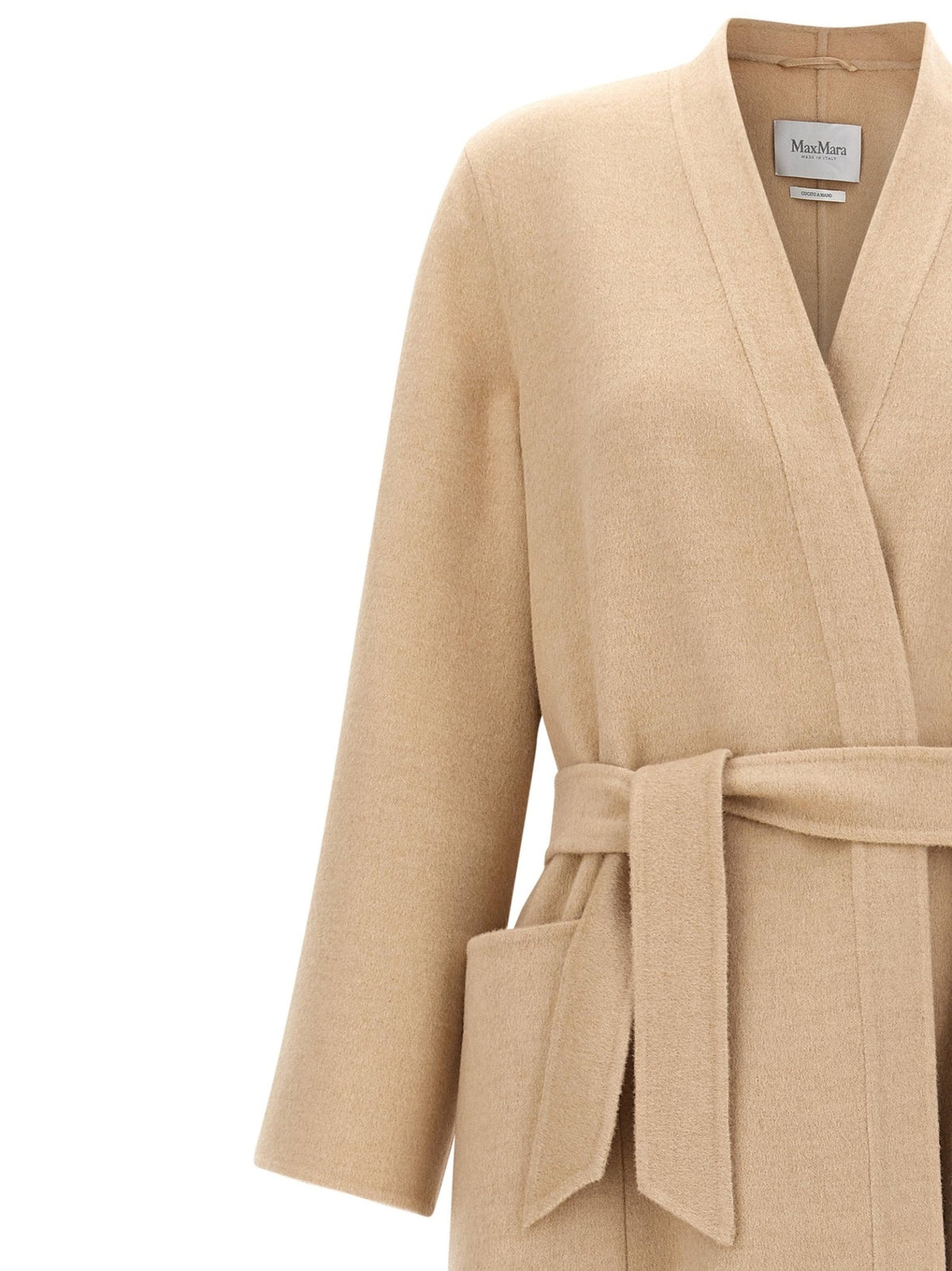 Manteau long Max Mara femme Vezzoso en laine de chameau beige – MA-304746 - HBPS Beauty & Fashion