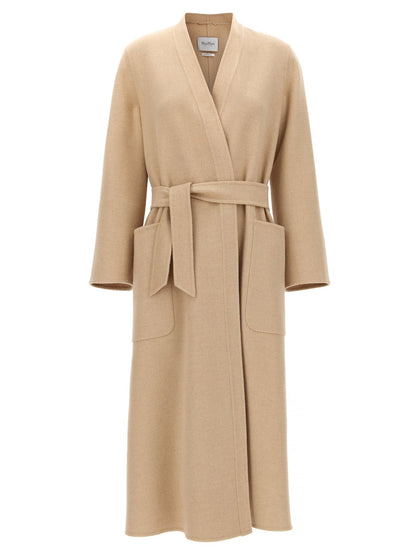 Manteau long Max Mara femme Vezzoso en laine de chameau beige – MA-304746 - HBPS Beauty & Fashion