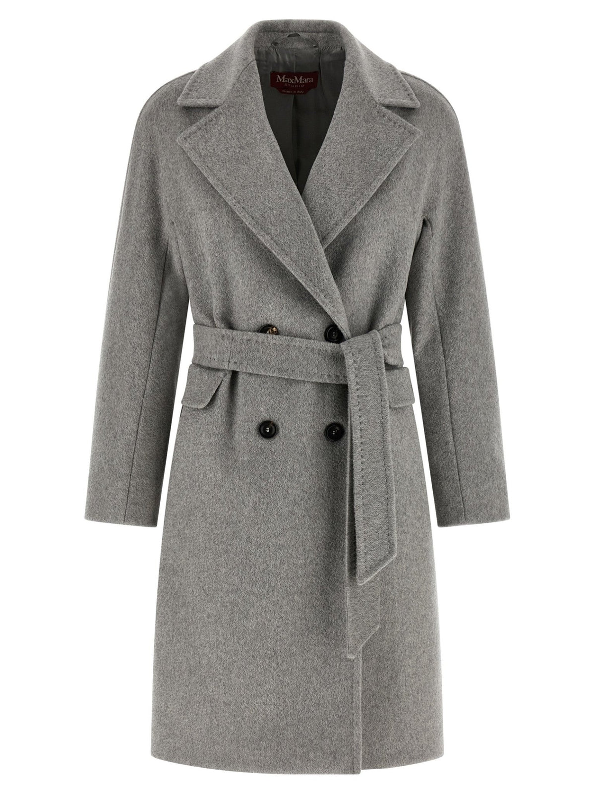 Manteau mi-long Max Mara Studio femme Panteon en cachemire gris – MA-324259 - HBPS Beauty & Fashion