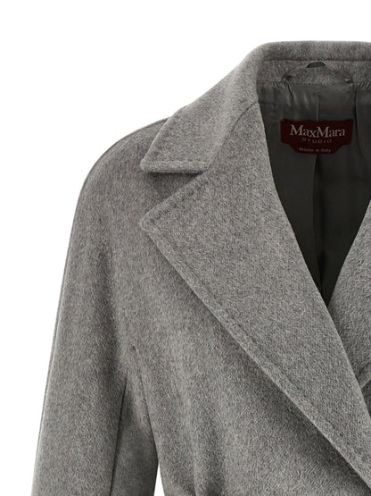 Manteau mi-long Max Mara Studio femme Panteon en cachemire gris – MA-324259 - HBPS Beauty & Fashion