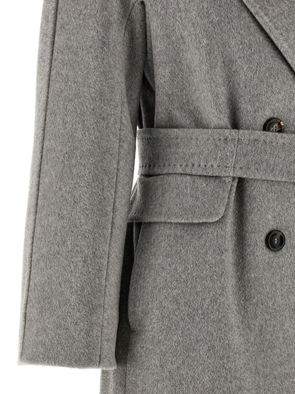 Manteau mi-long Max Mara Studio femme Panteon en cachemire gris – MA-324259 - HBPS Beauty & Fashion