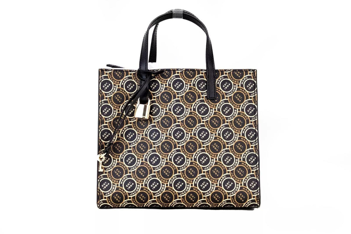 Marc Jacobs Mini Grind Signet Printed Leather Crossbody Tote Handbag Purse - HBPS Beauty & Fashion
