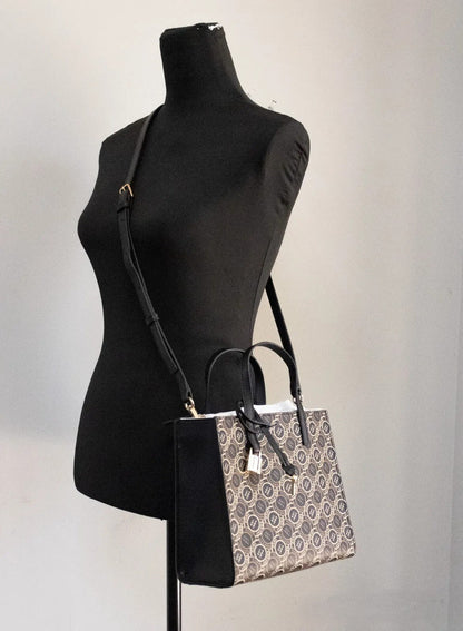 Marc Jacobs Mini Grind Signet Printed Leather Crossbody Tote Handbag Purse - HBPS Beauty & Fashion