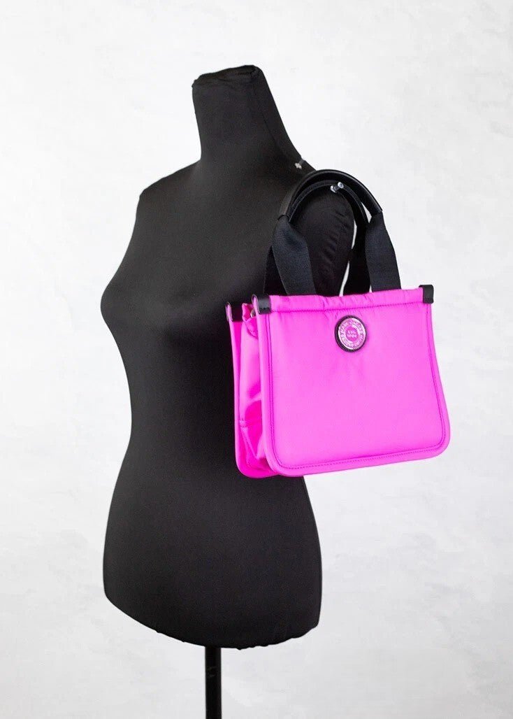 Marc Jacobs Small Neon Fuchsia Nylon Fabric Tote Convertible Bag Purse - HBPS Beauty & Fashion
