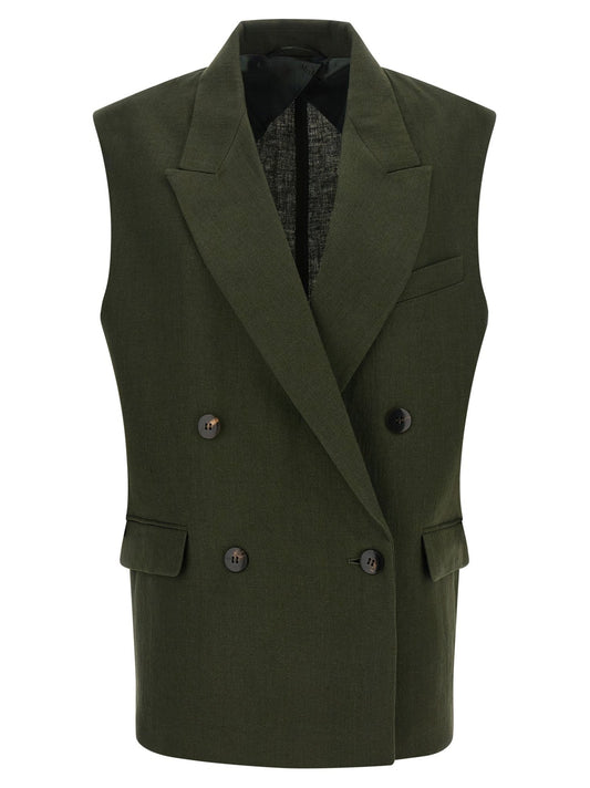 Max Mara Bicolor Linen Sleeveless Jacket - HBPS Beauty & Fashion