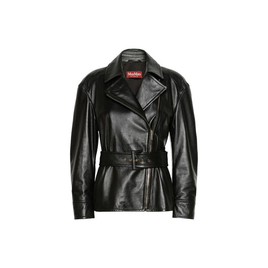 Max Mara Black Lambskin Leather Jacket - HBPS Beauty & Fashion