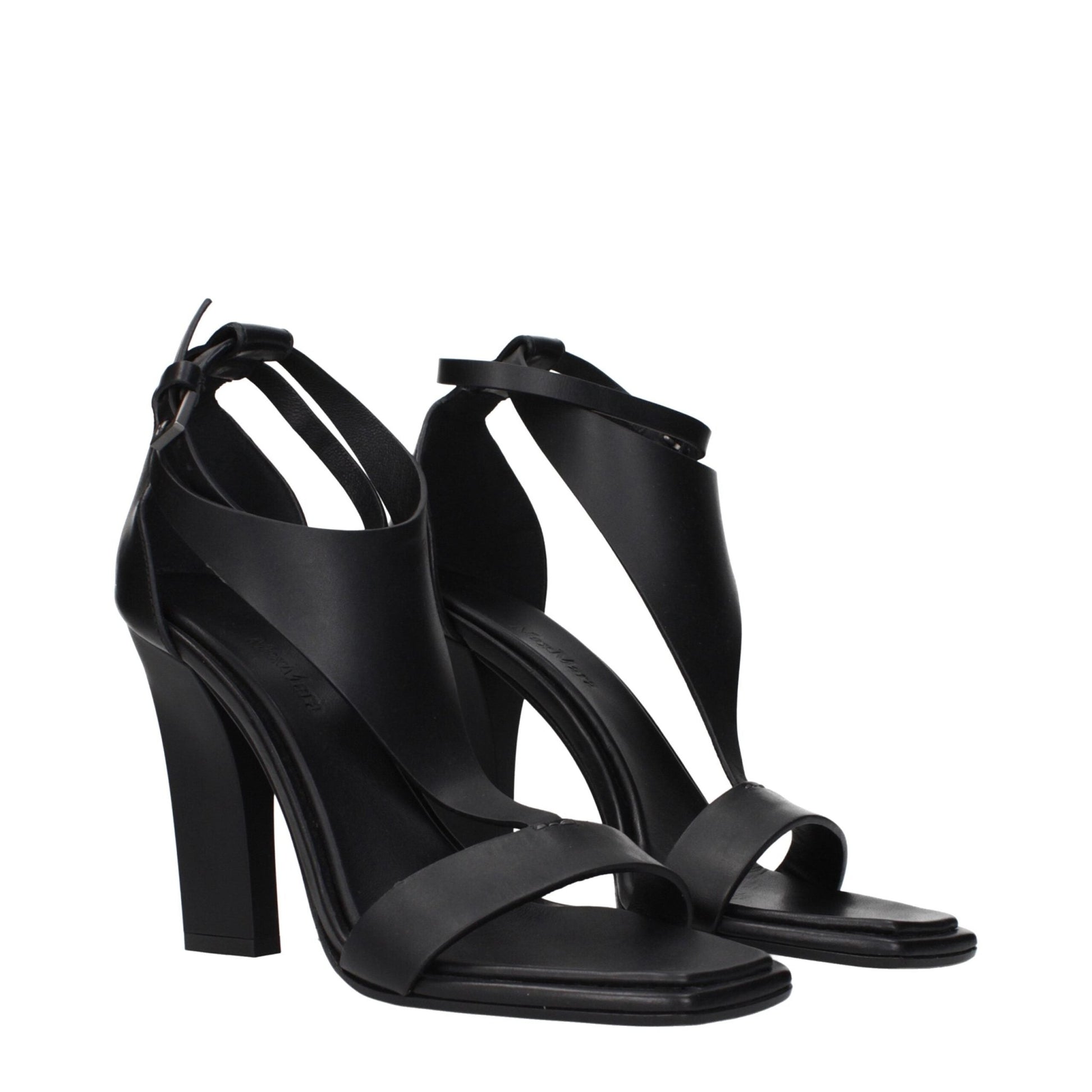Max Mara Black Leather Stiletto Heel Sandals - HBPS Beauty & Fashion