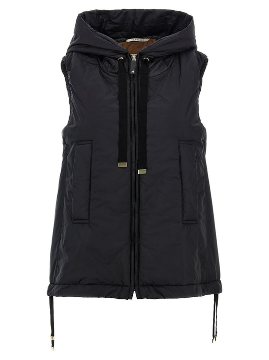 Max Mara Black Polyester Sleeveless Jacket - HBPS Beauty & Fashion