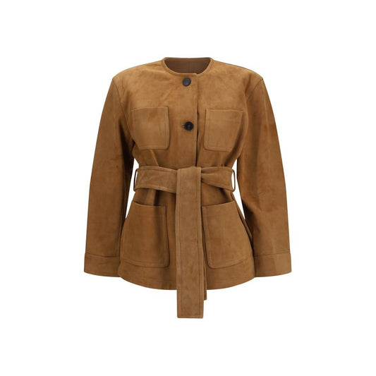 Max Mara Brown Lamb Leather Leather Jacket - HBPS Beauty & Fashion