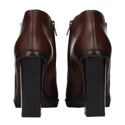 Max Mara Brown Leather Ankle Boots - HBPS Beauty & Fashion