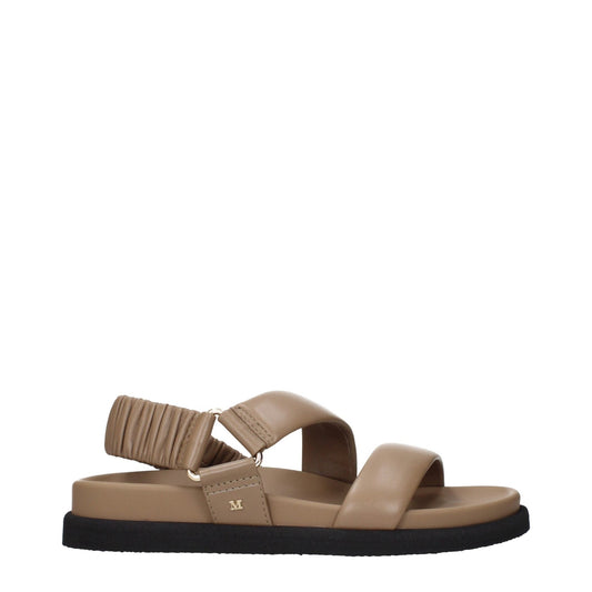 Max Mara Brown Leather Flat Sandals - HBPS Beauty & Fashion