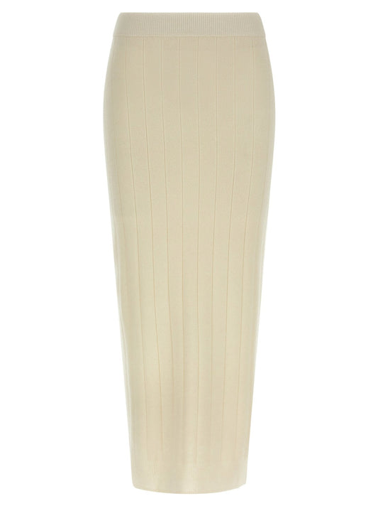 Max Mara White Cashmere Midi Skirt - HBPS Beauty & Fashion
