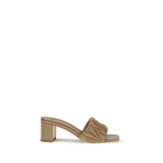 Miu Miu Beige Lamb Ovis Aries Aries Platform Sandals - HBPS Beauty & Fashion