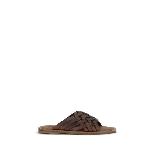 Miu Miu Brown Calf Leather Bos Taurus Flat Sandals - HBPS Beauty & Fashion