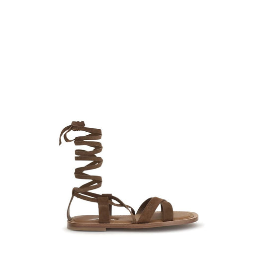 Miu Miu Brown Calf Leather Bos Taurus Strap-On Sandals - HBPS Beauty & Fashion