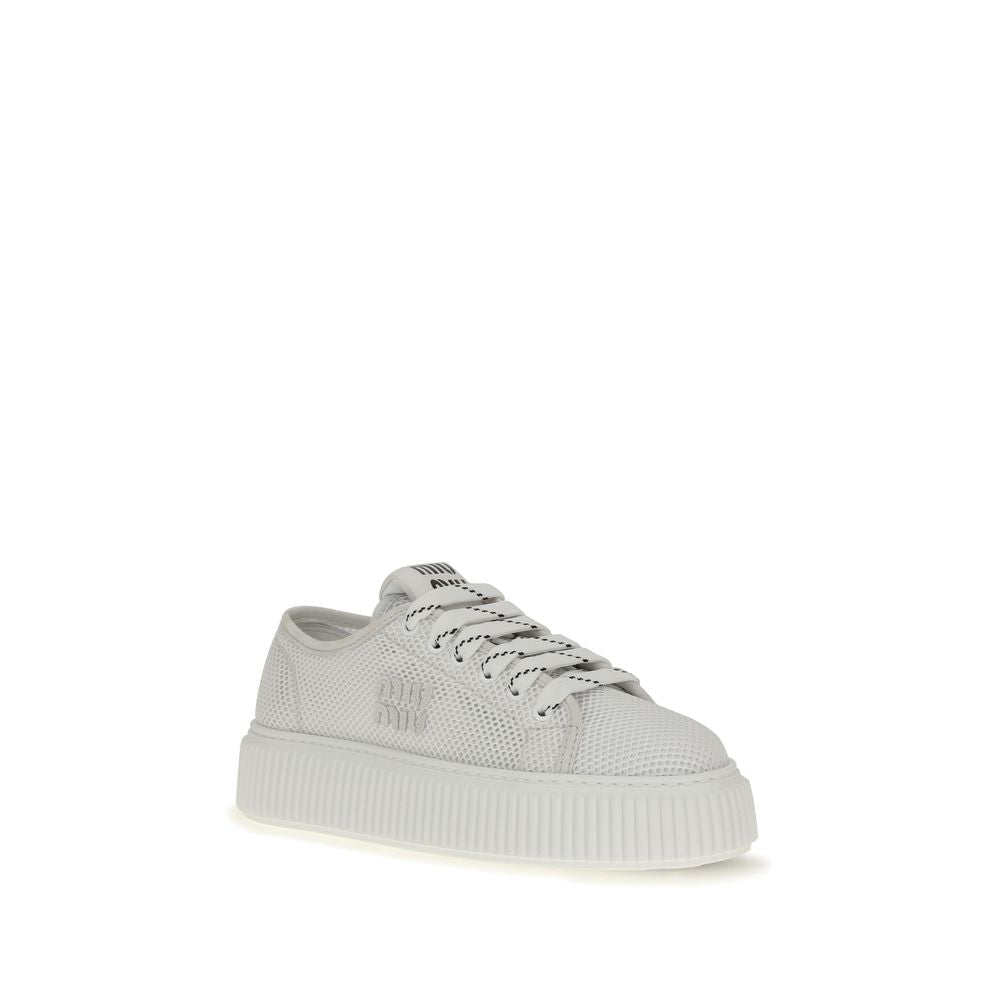 Miu Miu White Polyamide Platform Sneakers - HBPS Beauty & Fashion