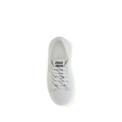 Miu Miu White Polyamide Platform Sneakers - HBPS Beauty & Fashion