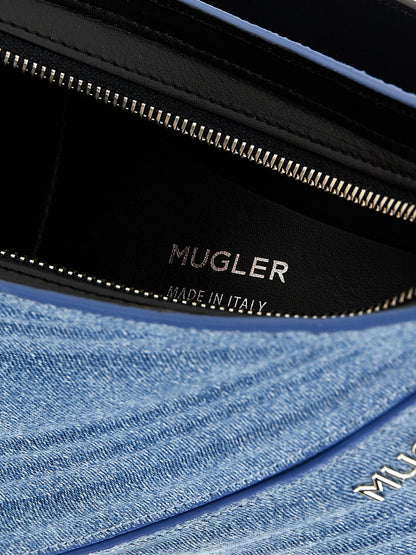 Mugler Blue Calfskin Shoulder Bag - HBPS Beauty & Fashion