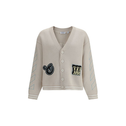 Off-White Beige Cotton Cardigan - HBPS Beauty & Fashion