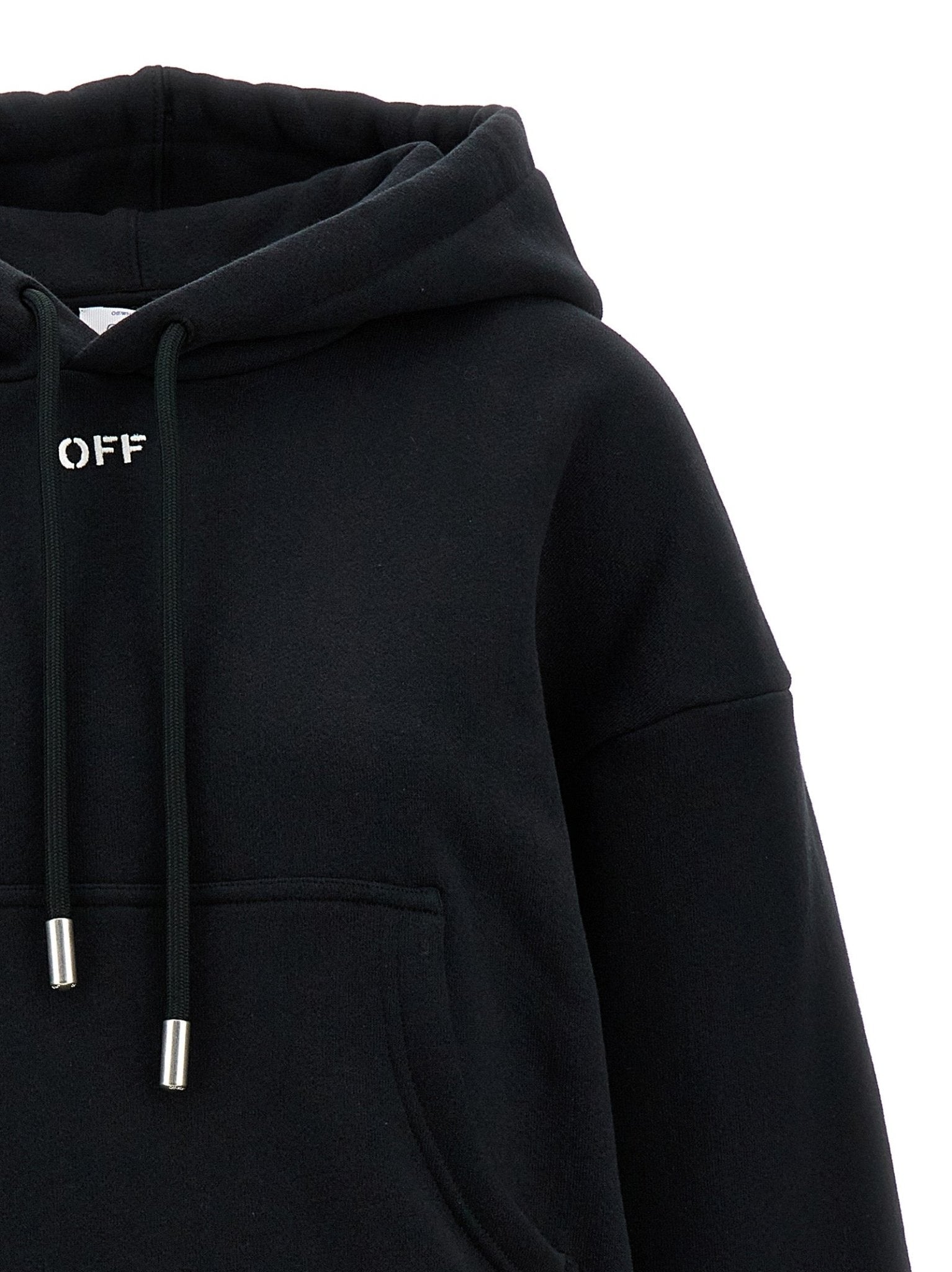 Off-White Black Cotton Hoodie - HBPS Beauty & Fashion
