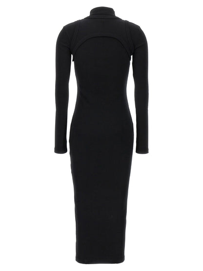 Off-White Black Cotton Midi Dress - HBPS Beauty & Fashion