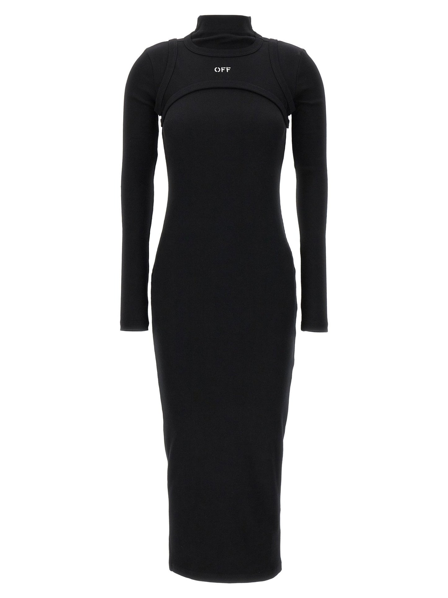 Off-White Black Cotton Midi Dress - HBPS Beauty & Fashion