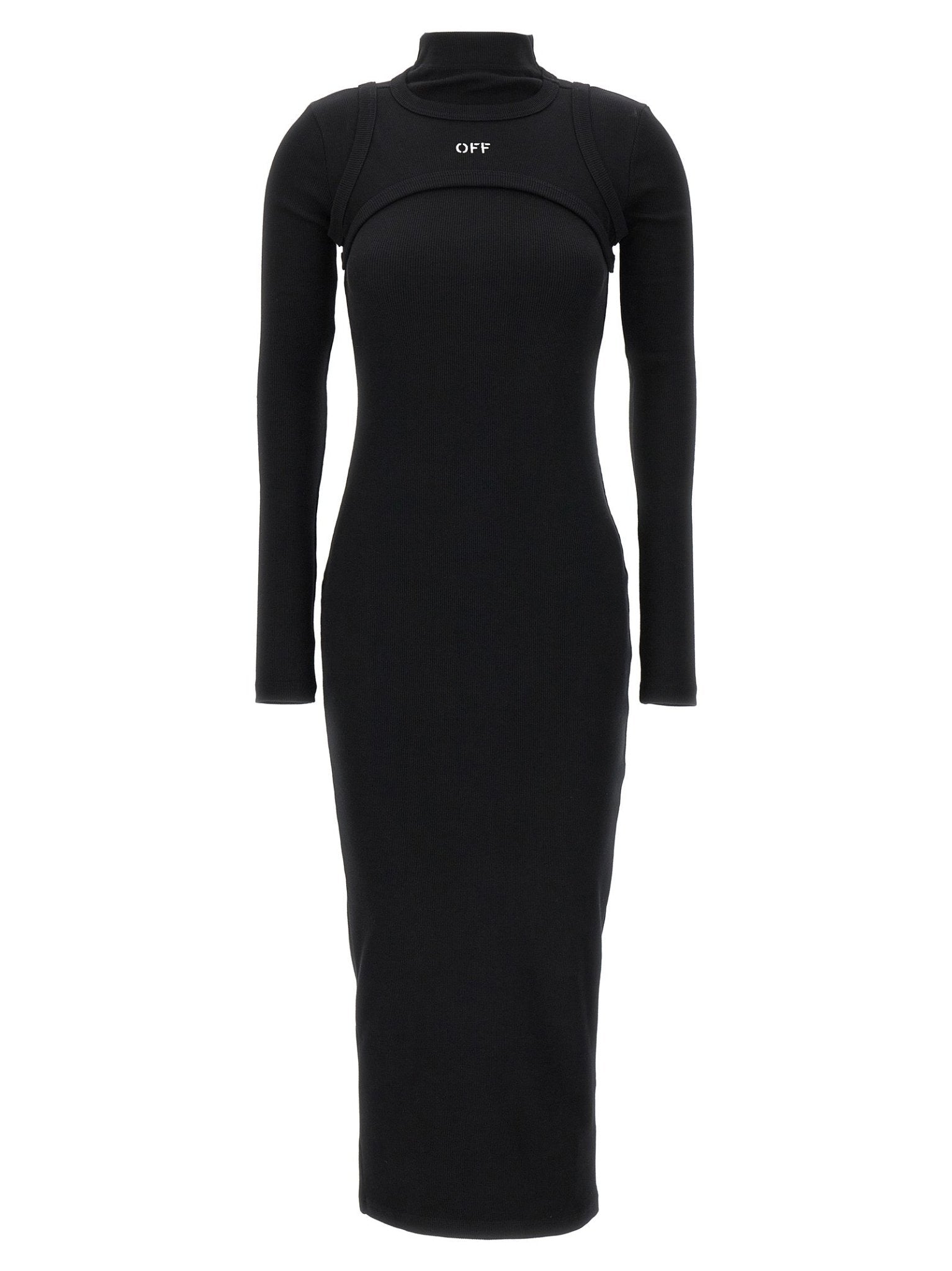 Off-White Black Cotton Midi Dress - HBPS Beauty & Fashion