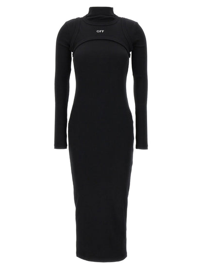 Off-White Black Cotton Midi Dress - HBPS Beauty & Fashion