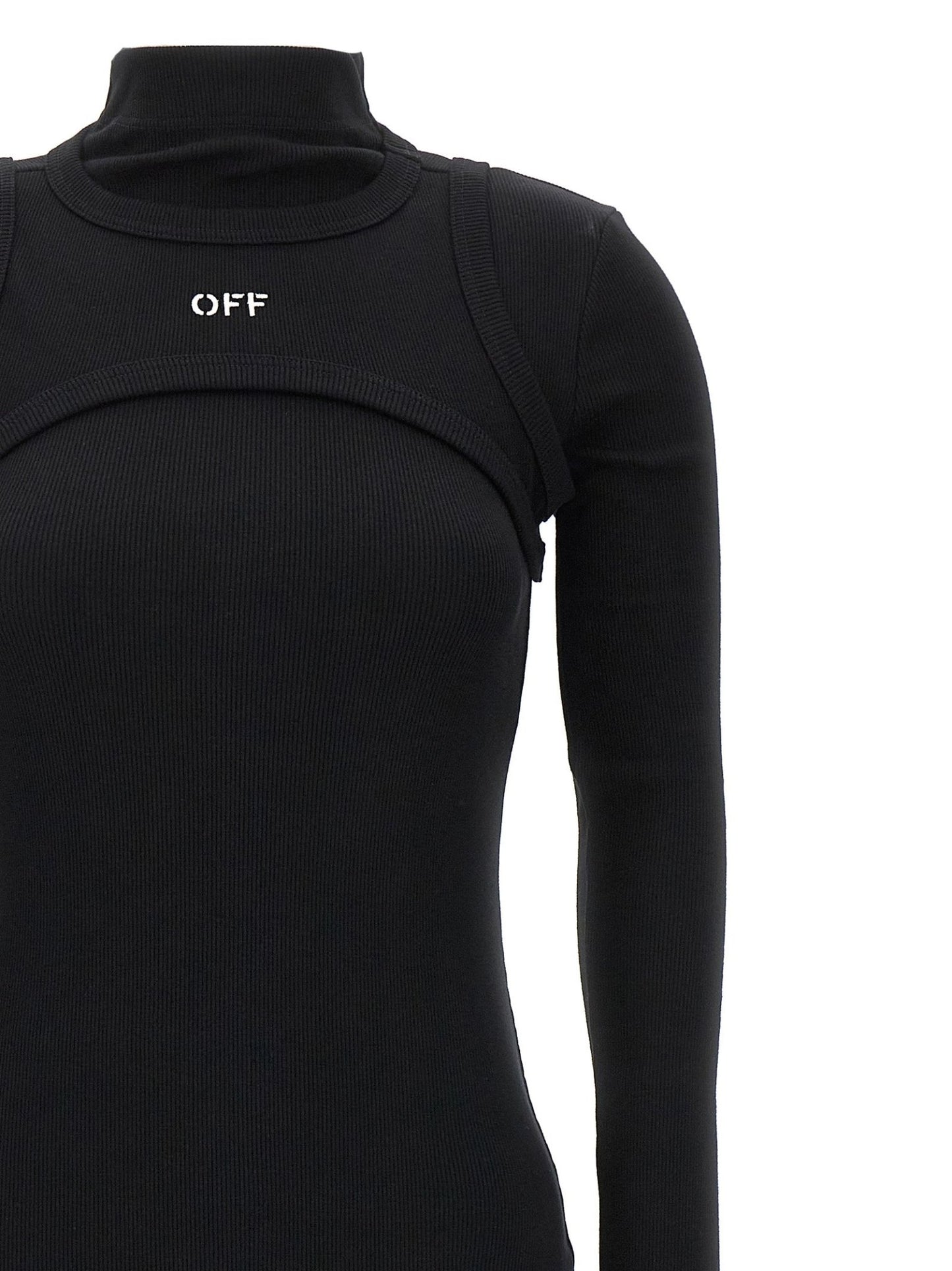 Off-White Black Cotton Midi Dress - HBPS Beauty & Fashion