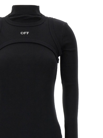 Off-White Black Cotton Midi Dress - HBPS Beauty & Fashion