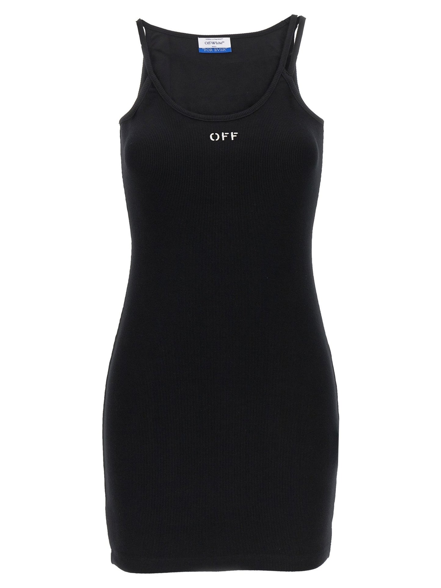 Off-White Black Cotton Short Dress - HBPS Beauty & Fashion
