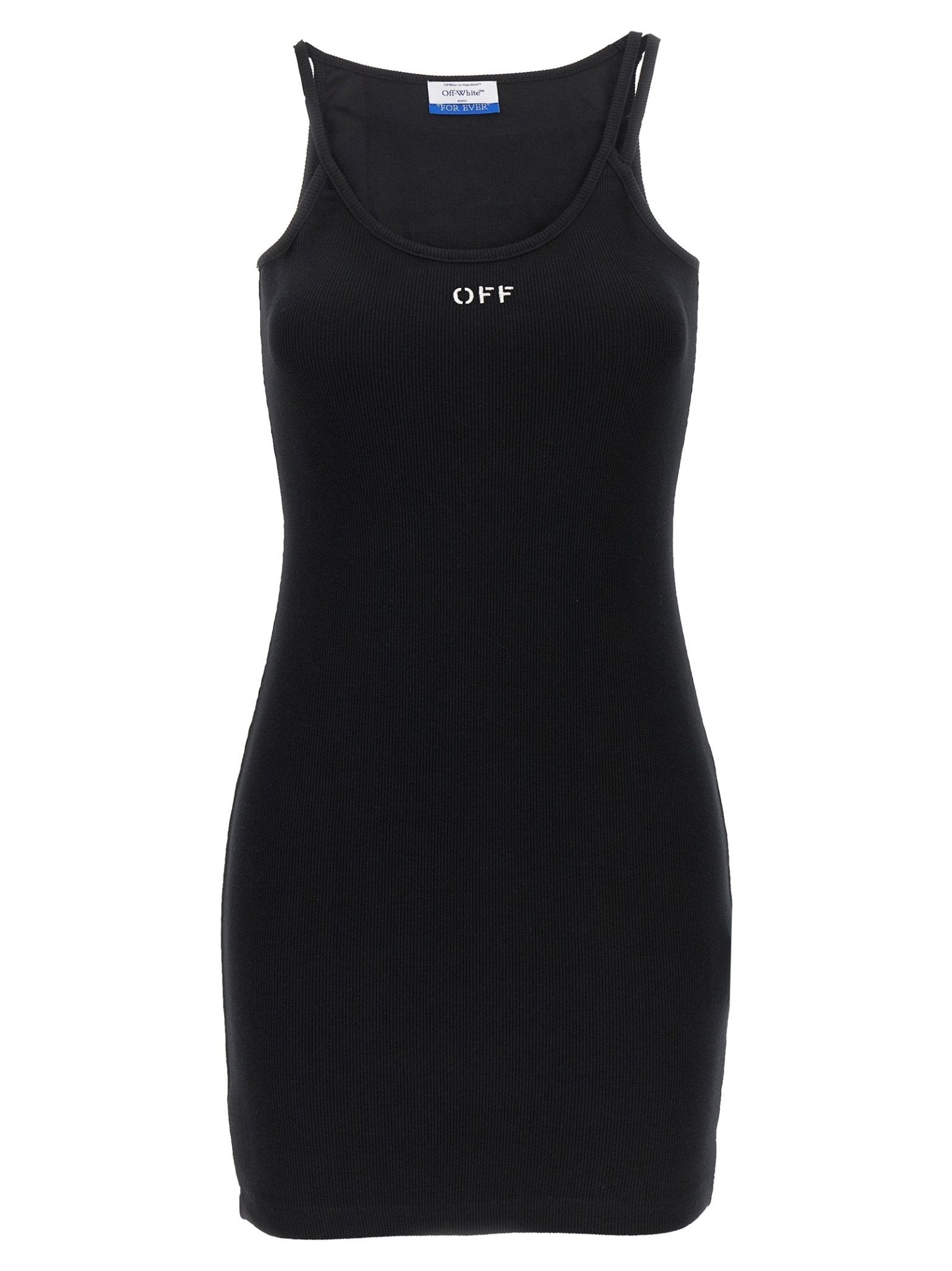 Off-White Black Cotton Short Dress - HBPS Beauty & Fashion