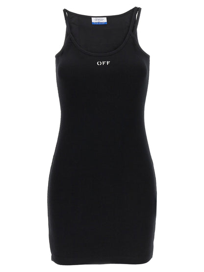 Off-White Black Cotton Short Dress - HBPS Beauty & Fashion