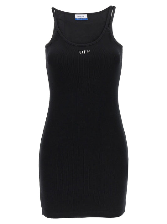 Off-White Black Cotton Short Dress - HBPS Beauty & Fashion