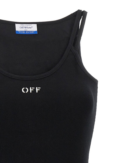 Off-White Black Cotton Short Dress - HBPS Beauty & Fashion