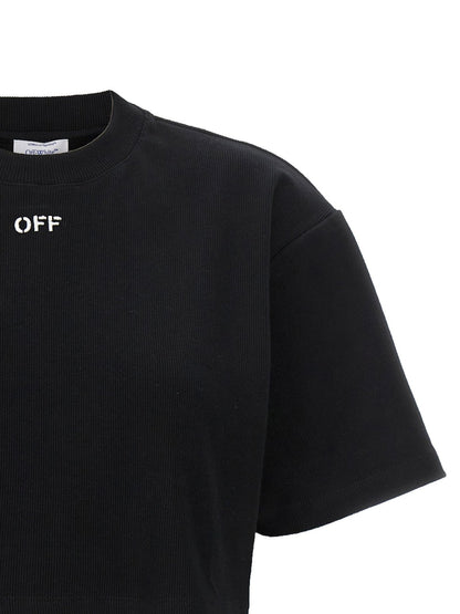Off-White Black Cotton T-Shirt - HBPS Beauty & Fashion