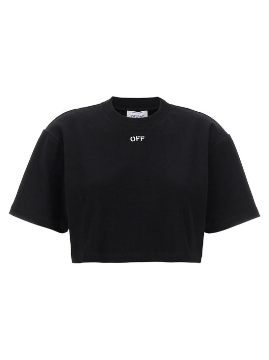 Off-White Black Cotton T-Shirt - HBPS Beauty & Fashion