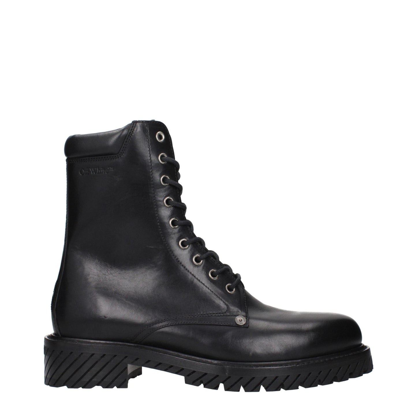 Off-White Black Leather Ankle Boots - HBPS Beauty & Fashion
